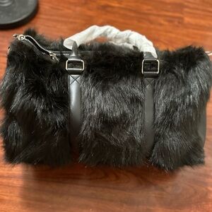 Current Mood X Dolls Kill Black Shagadelic Weekender Faux Fur Gothic Bag NWOT
